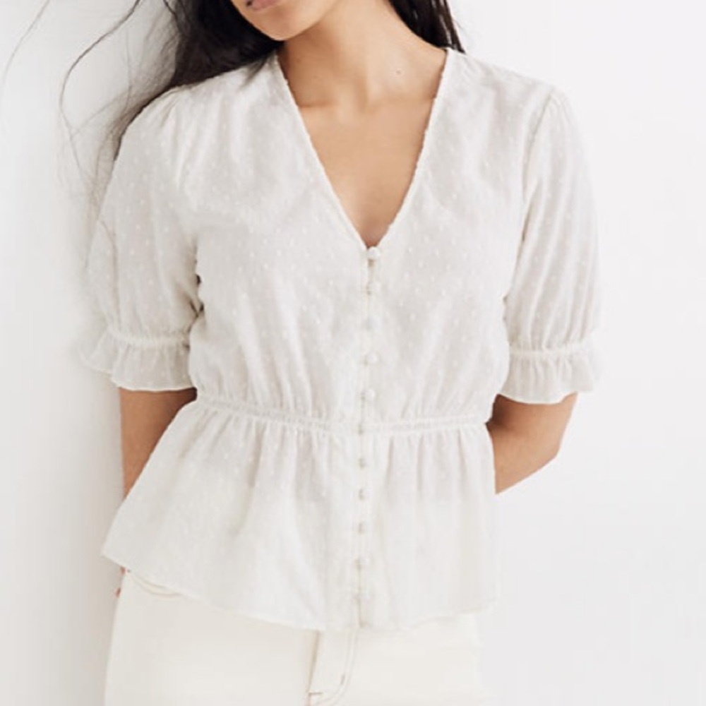 Madewell V-Neck Peplum Popover Top AK472
